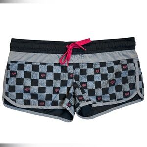 Y2K Fox Girls Gray and Black Checkered Women's Shorts Size Large